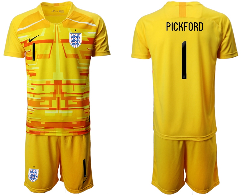 Men 2021 European Cup England yellow goalkeeper #1 Soccer Jersey->england jersey->Soccer Country Jersey